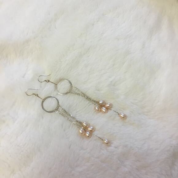 Silver Multi-Pearl Dangle Earrings - Picture 3 of 7